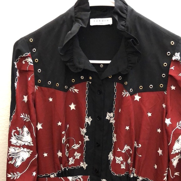 Sandro “Lucila” mixed print crepe dress - Picture 3 of 5